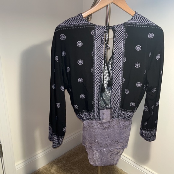 Free People black and lilac one piece bodysuit . NWOT - Picture 5 of 14